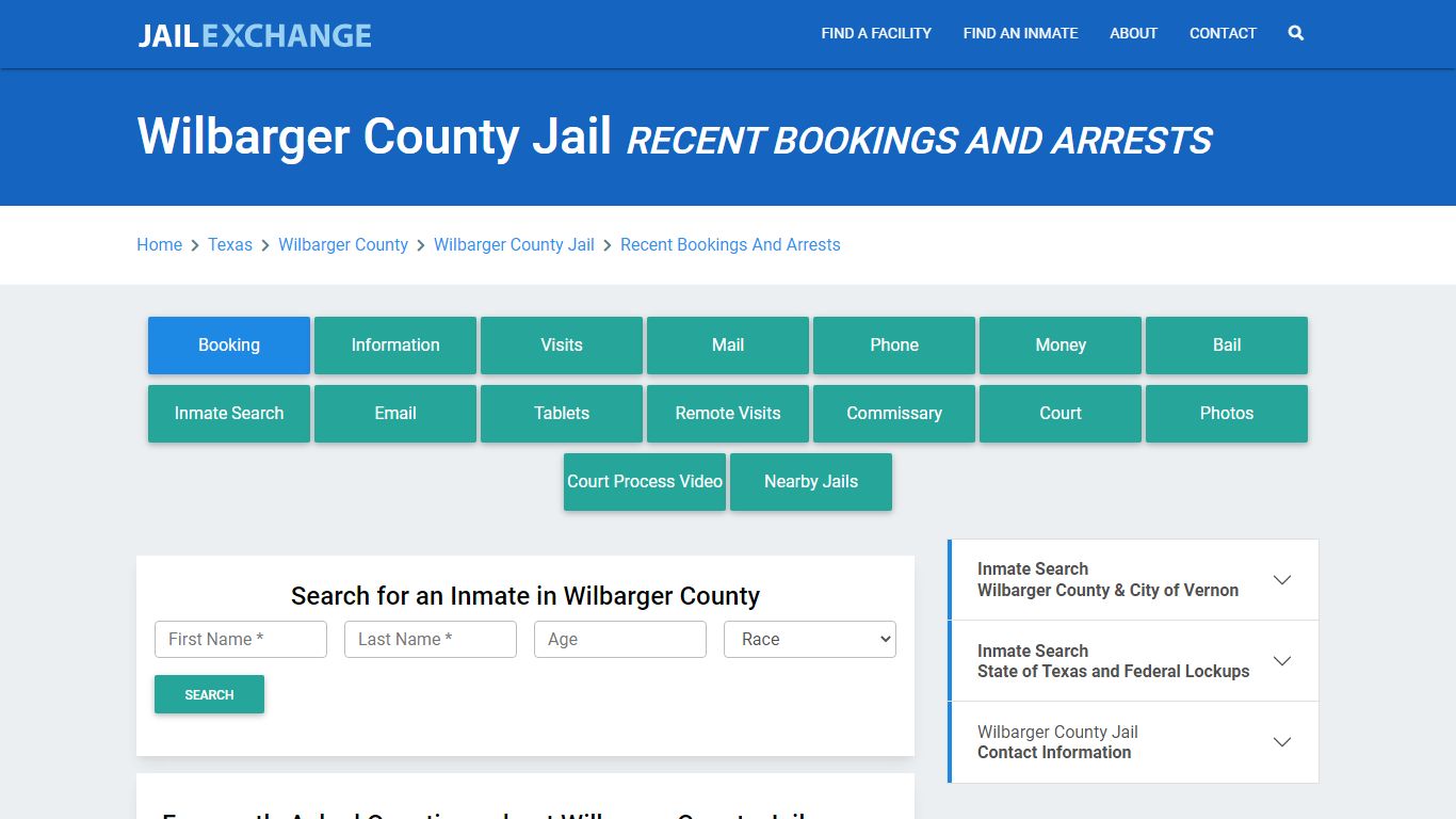 Wilbarger County Jail Recent Bookings And Arrests - Jail Exchange