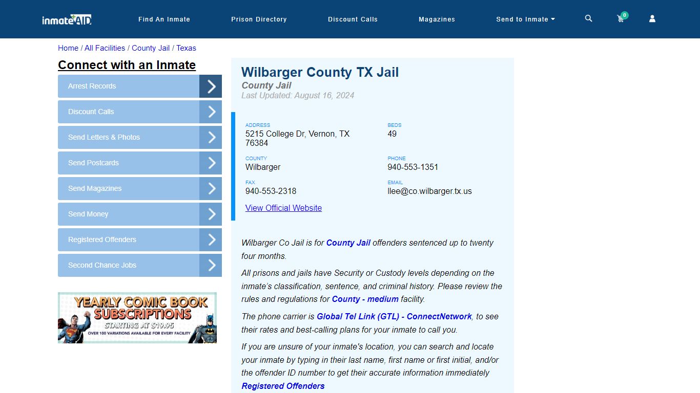 Wilbarger County TX Jail - Inmate Locator