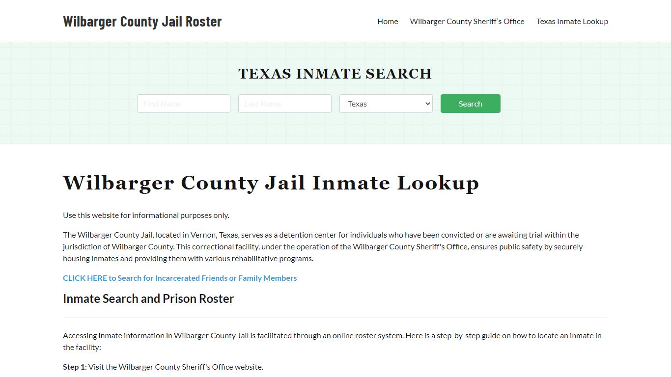 Wilbarger County Jail Roster Lookup, TX, Inmate Search